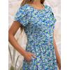 image:imageANRABESS Womens Summer Short Sleeve ALine Midi Dresses Casual Floral TShirt Dresses Flowy Beach Sundress with PocketsPrint Blue Yellow Floral