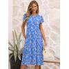 image:imageANRABESS Womens Summer Short Sleeve ALine Midi Dresses Casual Floral TShirt Dresses Flowy Beach Sundress with PocketsPrint White Pink Floral