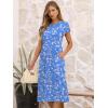 image:imageANRABESS Womens Summer Short Sleeve ALine Midi Dresses Casual Floral TShirt Dresses Flowy Beach Sundress with PocketsPrint White Pink Floral
