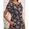 image:imageANRABESS Womens Summer Short Sleeve ALine Midi Dresses Casual Floral TShirt Dresses Flowy Beach Sundress with PocketsPrint Yellow Leaf