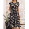 image:imageANRABESS Womens Summer Short Sleeve ALine Midi Dresses Casual Floral TShirt Dresses Flowy Beach Sundress with PocketsPrint Yellow Leaf