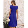 image:imageANRABESS Womens Summer Short Sleeve ALine Midi Dresses Casual Floral TShirt Dresses Flowy Beach Sundress with PocketsRoyal Blue