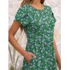image:imageANRABESS Womens Summer Short Sleeve ALine Midi Dresses Casual Floral TShirt Dresses Flowy Beach Sundress with PocketsWhite Purple Floral