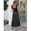 image:imageANRABESS Womens Summer Sleeveless Maxi Dress Square Neck Smocked Boho Casual Ruffle Strap Flowy ALine Long Beach SundressBlack
