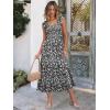 image:imageANRABESS Womens Summer Sleeveless Maxi Dress Square Neck Smocked Boho Casual Ruffle Strap Flowy ALine Long Beach SundressBlack Floral