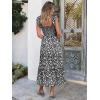 image:imageANRABESS Womens Summer Sleeveless Maxi Dress Square Neck Smocked Boho Casual Ruffle Strap Flowy ALine Long Beach SundressBlack Floral