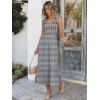image:imageANRABESS Womens Summer Sleeveless Maxi Dress Square Neck Smocked Boho Casual Ruffle Strap Flowy ALine Long Beach SundressBlack Plaid