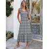 image:imageANRABESS Womens Summer Sleeveless Maxi Dress Square Neck Smocked Boho Casual Ruffle Strap Flowy ALine Long Beach SundressBlack Plaid
