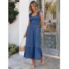 image:imageANRABESS Womens Summer Sleeveless Maxi Dress Square Neck Smocked Boho Casual Ruffle Strap Flowy ALine Long Beach SundressBlue