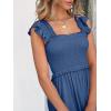 image:imageANRABESS Womens Summer Sleeveless Maxi Dress Square Neck Smocked Boho Casual Ruffle Strap Flowy ALine Long Beach SundressBlue