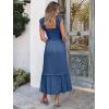 image:imageANRABESS Womens Summer Sleeveless Maxi Dress Square Neck Smocked Boho Casual Ruffle Strap Flowy ALine Long Beach SundressBlue