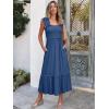 image:imageANRABESS Womens Summer Sleeveless Maxi Dress Square Neck Smocked Boho Casual Ruffle Strap Flowy ALine Long Beach SundressBlue