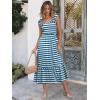image:imageANRABESS Womens Summer Sleeveless Maxi Dress Square Neck Smocked Boho Casual Ruffle Strap Flowy ALine Long Beach SundressBlue White Stripes