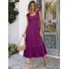 image:imageANRABESS Womens Summer Sleeveless Maxi Dress Square Neck Smocked Boho Casual Ruffle Strap Flowy ALine Long Beach SundressDark Purple