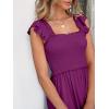 image:imageANRABESS Womens Summer Sleeveless Maxi Dress Square Neck Smocked Boho Casual Ruffle Strap Flowy ALine Long Beach SundressDark Purple