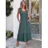 image:imageANRABESS Womens Summer Sleeveless Maxi Dress Square Neck Smocked Boho Casual Ruffle Strap Flowy ALine Long Beach SundressGreen