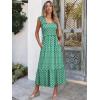 image:imageANRABESS Womens Summer Sleeveless Maxi Dress Square Neck Smocked Boho Casual Ruffle Strap Flowy ALine Long Beach SundressGreen Floral