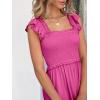 image:imageANRABESS Womens Summer Sleeveless Maxi Dress Square Neck Smocked Boho Casual Ruffle Strap Flowy ALine Long Beach SundressHot Pink