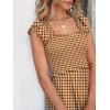image:imageANRABESS Womens Summer Sleeveless Maxi Dress Square Neck Smocked Boho Casual Ruffle Strap Flowy ALine Long Beach SundressKhaki Plaid