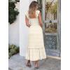 image:imageANRABESS Womens Summer Sleeveless Maxi Dress Square Neck Smocked Boho Casual Ruffle Strap Flowy ALine Long Beach SundressKhaki Plaid Beige