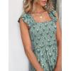 image:imageANRABESS Womens Summer Sleeveless Maxi Dress Square Neck Smocked Boho Casual Ruffle Strap Flowy ALine Long Beach SundressLight Green White Floral
