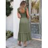 image:imageANRABESS Womens Summer Sleeveless Maxi Dress Square Neck Smocked Boho Casual Ruffle Strap Flowy ALine Long Beach SundressOlive