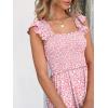 image:imageANRABESS Womens Summer Sleeveless Maxi Dress Square Neck Smocked Boho Casual Ruffle Strap Flowy ALine Long Beach SundressPrint Floral Pink