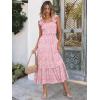 image:imageANRABESS Womens Summer Sleeveless Maxi Dress Square Neck Smocked Boho Casual Ruffle Strap Flowy ALine Long Beach SundressPrint Floral Pink