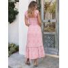 image:imageANRABESS Womens Summer Sleeveless Maxi Dress Square Neck Smocked Boho Casual Ruffle Strap Flowy ALine Long Beach SundressPrint Floral Pink