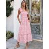 image:imageANRABESS Womens Summer Sleeveless Maxi Dress Square Neck Smocked Boho Casual Ruffle Strap Flowy ALine Long Beach SundressPrint Floral Pink