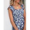 image:imageANRABESS Womens Summer Sleeveless Maxi Dress Square Neck Smocked Boho Casual Ruffle Strap Flowy ALine Long Beach SundressPrint White Floral