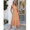 image:imageANRABESS Womens Summer Sleeveless Maxi Dress Square Neck Smocked Boho Casual Ruffle Strap Flowy ALine Long Beach SundressPrint Yellow Purple