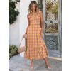 image:imageANRABESS Womens Summer Sleeveless Maxi Dress Square Neck Smocked Boho Casual Ruffle Strap Flowy ALine Long Beach SundressPrint Yellow Purple