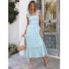 image:imageANRABESS Womens Summer Sleeveless Maxi Dress Square Neck Smocked Boho Casual Ruffle Strap Flowy ALine Long Beach SundressSky Blue