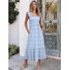 image:imageANRABESS Womens Summer Sleeveless Maxi Dress Square Neck Smocked Boho Casual Ruffle Strap Flowy ALine Long Beach SundressSky Blue Plaid