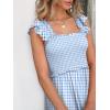 image:imageANRABESS Womens Summer Sleeveless Maxi Dress Square Neck Smocked Boho Casual Ruffle Strap Flowy ALine Long Beach SundressSky Blue Plaid