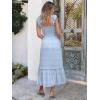 image:imageANRABESS Womens Summer Sleeveless Maxi Dress Square Neck Smocked Boho Casual Ruffle Strap Flowy ALine Long Beach SundressSky Blue Plaid