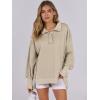 image:imageANRABESS Womens Sweatshirts Oversized Casual Loose Button Up Henley Pullover Top High Low Split 2025 Fall Fashion OutfitsApricot