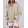 image:imageANRABESS Womens Sweatshirts Oversized Casual Loose Button Up Henley Pullover Top High Low Split 2025 Fall Fashion OutfitsApricot