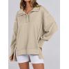 image:imageANRABESS Womens Sweatshirts Oversized Casual Loose Button Up Henley Pullover Top High Low Split 2025 Fall Fashion OutfitsApricot