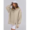 image:imageANRABESS Womens Sweatshirts Oversized Casual Loose Button Up Henley Pullover Top High Low Split 2025 Fall Fashion OutfitsApricot