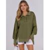 image:imageANRABESS Womens Sweatshirts Oversized Casual Loose Button Up Henley Pullover Top High Low Split 2025 Fall Fashion OutfitsArmy Green