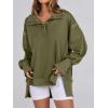 image:imageANRABESS Womens Sweatshirts Oversized Casual Loose Button Up Henley Pullover Top High Low Split 2025 Fall Fashion OutfitsArmy Green
