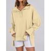 image:imageANRABESS Womens Sweatshirts Oversized Casual Loose Button Up Henley Pullover Top High Low Split 2025 Fall Fashion OutfitsBeige
