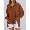 image:imageANRABESS Womens Sweatshirts Oversized Casual Loose Button Up Henley Pullover Top High Low Split 2025 Fall Fashion OutfitsBrown