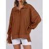 image:imageANRABESS Womens Sweatshirts Oversized Casual Loose Button Up Henley Pullover Top High Low Split 2025 Fall Fashion OutfitsBrown