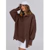 image:imageANRABESS Womens Sweatshirts Oversized Casual Loose Button Up Henley Pullover Top High Low Split 2025 Fall Fashion OutfitsCoffee