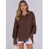 image:imageANRABESS Womens Sweatshirts Oversized Casual Loose Button Up Henley Pullover Top High Low Split 2025 Fall Fashion OutfitsCoffee