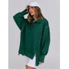 image:imageANRABESS Womens Sweatshirts Oversized Casual Loose Button Up Henley Pullover Top High Low Split 2025 Fall Fashion OutfitsForest