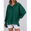 image:imageANRABESS Womens Sweatshirts Oversized Casual Loose Button Up Henley Pullover Top High Low Split 2025 Fall Fashion OutfitsForest